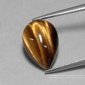 Tiger's eye marron naturelle en forme de poire, 5,36 ct, opaque