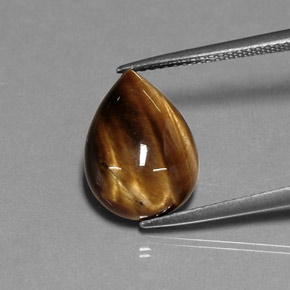 Oeil de Tigre Or Brun naturelle En forme de poire, 5.55 ct, Opaque