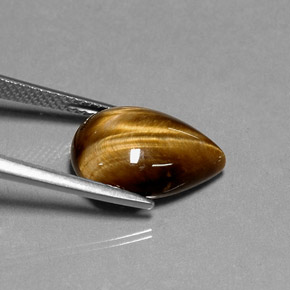 Oeil de Tigre Or Brun naturelle En forme de poire, 5.55 ct, Opaque