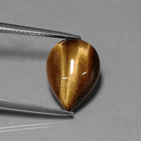 Tiger's eye marron naturelle en forme de poire, 5,16 ct, opaque
