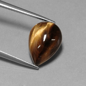 Oeil de Tigre Or Brun naturelle En forme de poire, 5.31 ct, Opaque