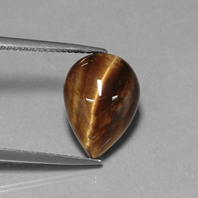 Tiger's eye marron naturelle en forme de poire, 5,18 ct, opaque