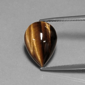 Tiger's eye marron naturelle en forme de poire, 5,27 ct, opaque