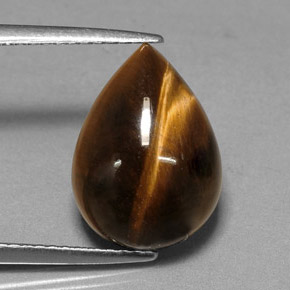 Tiger's eye marron naturelle en forme de poire, 5,23 ct, opaque