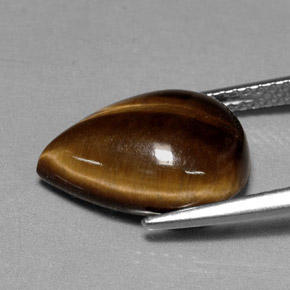 Tiger's eye marron naturelle en forme de poire, 5,23 ct, opaque