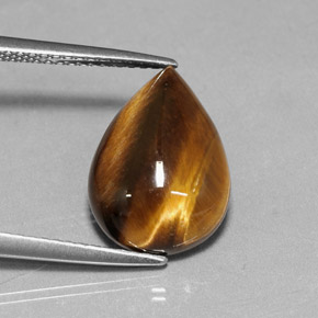 Tiger's eye marron naturelle en forme de poire, 5,18 ct, opaque