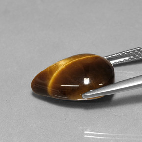 Oeil de Tigre Or Brun naturelle En forme de poire, 5.09 ct, Opaque