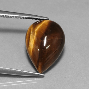 Tiger's eye marron naturelle en forme de poire, 5,02 ct, opaque