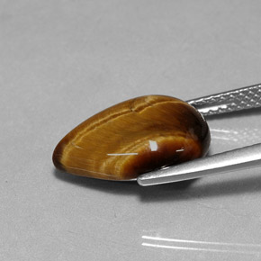 Tiger's eye marron naturelle en forme de poire, 5,02 ct, opaque