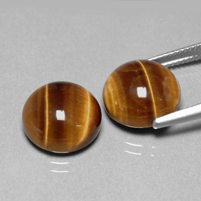 Achetez naturel ct marron tiger's eye gems, coupe roude, en provenance thaïlande chez gemselect. en stock, livraison internationale!