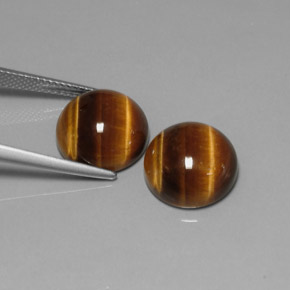 Achetez naturel ct marron tiger's eye gems, coupe roude, en provenance thaïlande chez gemselect. en stock, livraison internationale!