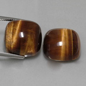 Achetez naturel ct marron tiger's eye gems, coupe coussin, en provenance thaïlande chez gemselect. en stock, livraison internationale!