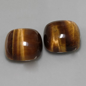 Achetez naturel ct marron tiger's eye gems, coupe coussin, en provenance thaïlande chez gemselect. en stock, livraison internationale!