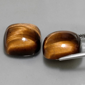 Achetez naturel ct marron tiger's eye gems, coupe coussin, en provenance thaïlande chez gemselect. en stock, livraison internationale!