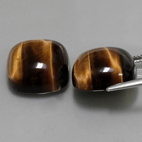 Achetez naturel ct marron tiger's eye gems, coupe coussin, en provenance thaïlande chez gemselect. en stock, livraison internationale!