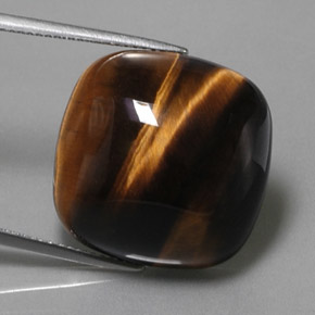 Tiger's eye marron naturelle coupe coussin, 28,03 ct, opaque