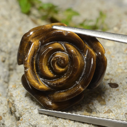 Oeil de Tigre Brun moyen naturelle Taille Fleur, 10.98 ct, Opaque