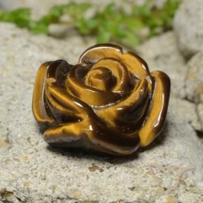 Œil de tigre Brun pain d'épices naturelle Taille Fleur, 11.81 ct, Opaque