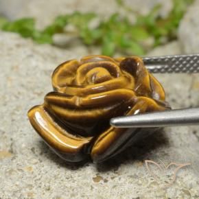 Œil de tigre Brun pain d'épices naturelle Taille Fleur, 11.81 ct, Opaque