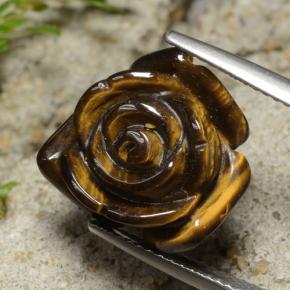 Tiger's eye marron naturelle taille fleur, 12,02 ct, opaque