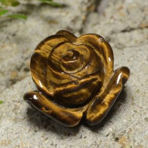 Tiger's eye marron naturelle taille fleur, 12,02 ct, opaque