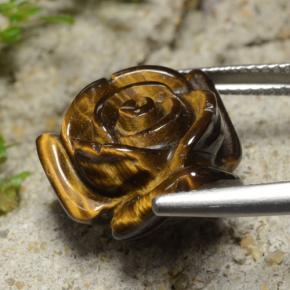 Tiger's eye marron naturelle taille fleur, 12,02 ct, opaque