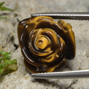 Tiger's eye marron naturelle taille fleur, 13,26 ct, opaque