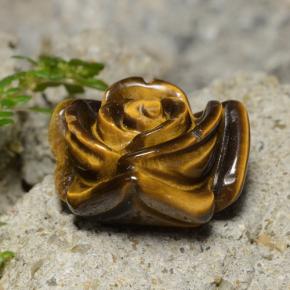 Tiger's eye marron naturelle taille fleur, 13,26 ct, opaque