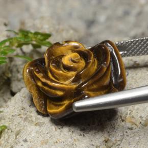 Tiger's eye marron naturelle taille fleur, 13,26 ct, opaque