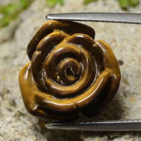 Tiger's eye marron naturelle taille fleur, 13,31 ct, opaque