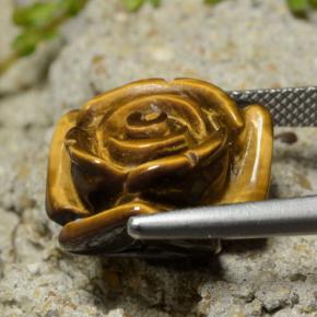 Tiger's eye marron naturelle taille fleur, 13,31 ct, opaque