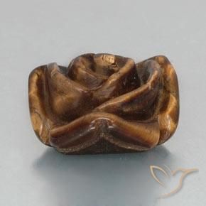 Tiger's eye marron naturelle taille fleur, 12,89 ct, opaque