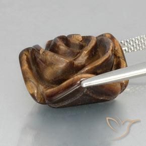Tiger's eye marron naturelle taille fleur, 12,89 ct, opaque