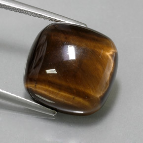Tiger's eye marron naturelle coupe coussin, 13,79 ct, opaque