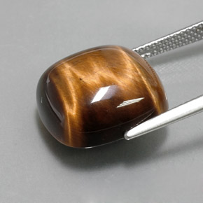 Tiger's eye marron naturelle coupe coussin, 13,79 ct, opaque
