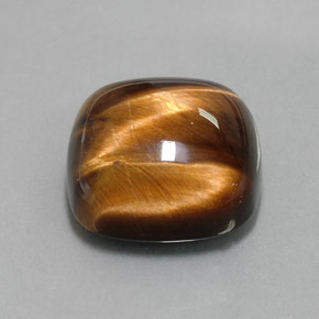 Oeil de Tigre Or Brun naturelle Coupe coussin, 13.70 ct, Opaque