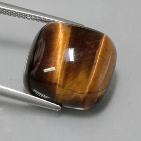 Oeil de Tigre Or Brun naturelle Coupe coussin, 13.67 ct, Opaque