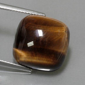 Oeil de Tigre Or Brun naturelle Coupe coussin, 13.05 ct, Opaque