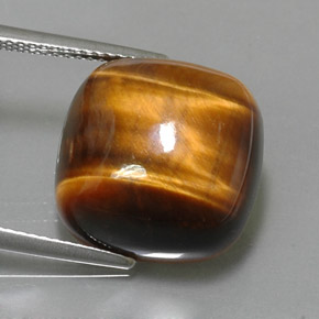 Tiger's eye marron naturelle coupe coussin, 13,02 ct, opaque