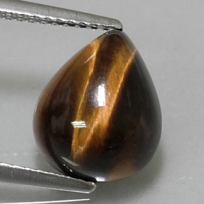 Oeil de Tigre Or Brun naturelle En forme de poire, 4.27 ct, Opaque