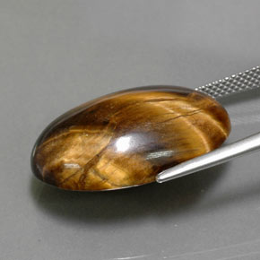 Tiger's eye marron naturelle coupe ovale, 23,72 ct, opaque