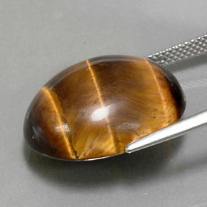 Oeil de Tigre Or Brun naturelle Coupe ovale, 21.35 ct, Opaque