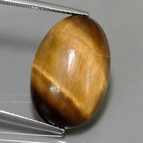 Tiger's eye marron naturelle coupe ovale, 13,32 ct, opaque