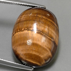Tiger's eye marron naturelle coupe ovale, 24,80 ct, opaque