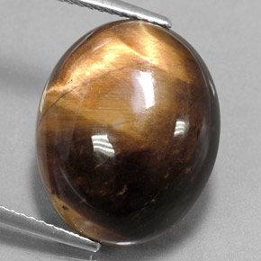 Oeil de Tigre Or Brun naturelle Coupe ovale, 15.02 ct, Opaque