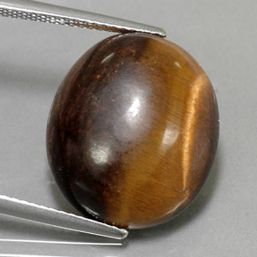 Tiger's eye marron naturelle coupe ovale, 14,18 ct, opaque