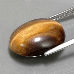 Tiger's eye marron naturelle coupe ovale, 14,18 ct, opaque
