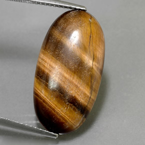 Tiger's eye marron naturelle coupe ovale, 11,79 ct, opaque