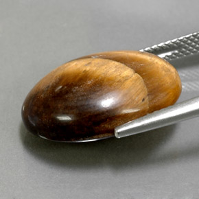 Oeil de Tigre Or Brun naturelle Coupe ovale, 12.39 ct, Opaque