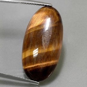 Tiger's eye marron naturelle coupe ovale, 13,84 ct, opaque